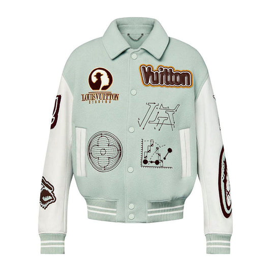 Jaqueta Louis Vuitton Leather and Wool Varsity